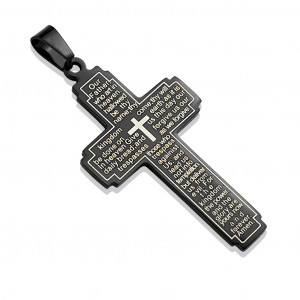 Мужской кулон TATIC SSPM-6786-K из стали в виде креста с молитвой на английском языке