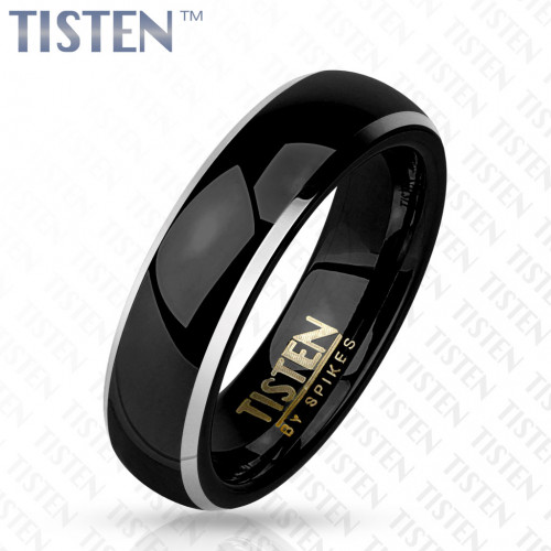 Мужское кольцо Tisten из титан-вольфрама (тистена) R-TS-008 с черной полосой оптом