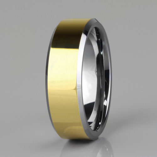 Кольцо из вольфрама TATIC R-TU-007 для пар, с золотой каемкой оптом