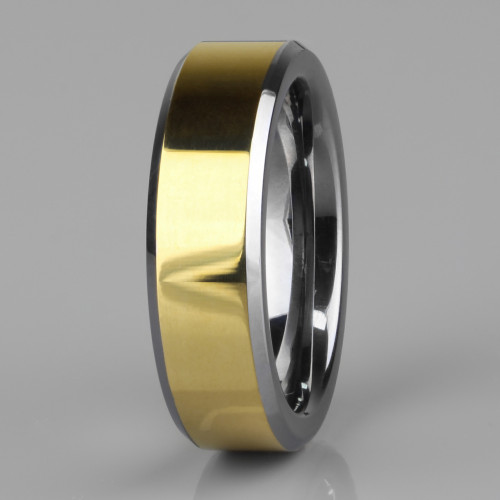Кольцо из вольфрама TATIC R-TU-007 для пар, с золотой каемкой оптом