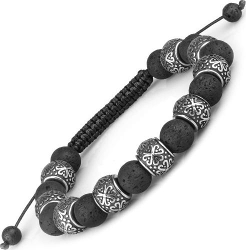 Черный плетеный браслет Шамбала из лавы Everiot Select LNS-2080 оптом