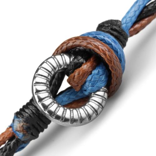 Плетеный браслет в два оборота из вощеного шнура Everiot Select LNS-2139 оптом