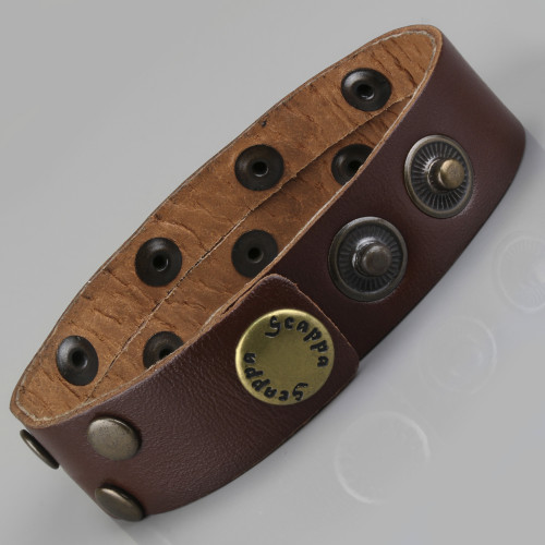 Кожаный браслет мужской Scappa NY-411 коричневый оптом