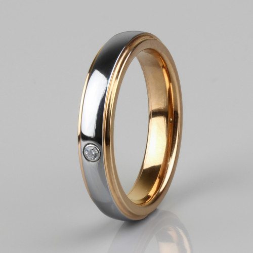 Классическое обручальное кольцо из карбида вольфрама Lonti RTG-0044 (4 мм) с фианитом оптом