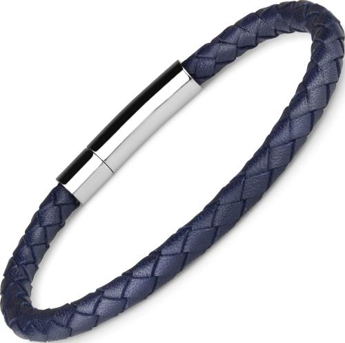 Плетеный кожаный браслет Everiot Select LNS-5030 синий оптом