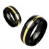 Черное кольцо из титана Spikes R-TI-4393 с золотистой полосой оптом