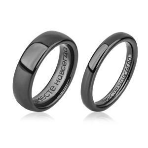 Черное кольцо из керамики Everiot RCM-0010, парное с надписью Вместе навсегда