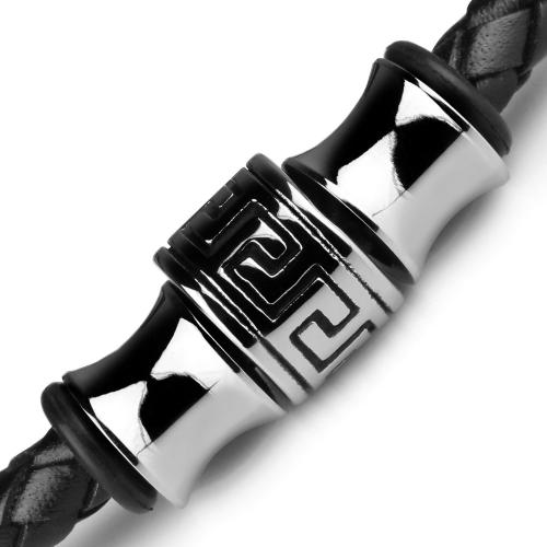 Мужской кожаный браслет с орнаментом меандр Everiot Select LNS-5023 оптом