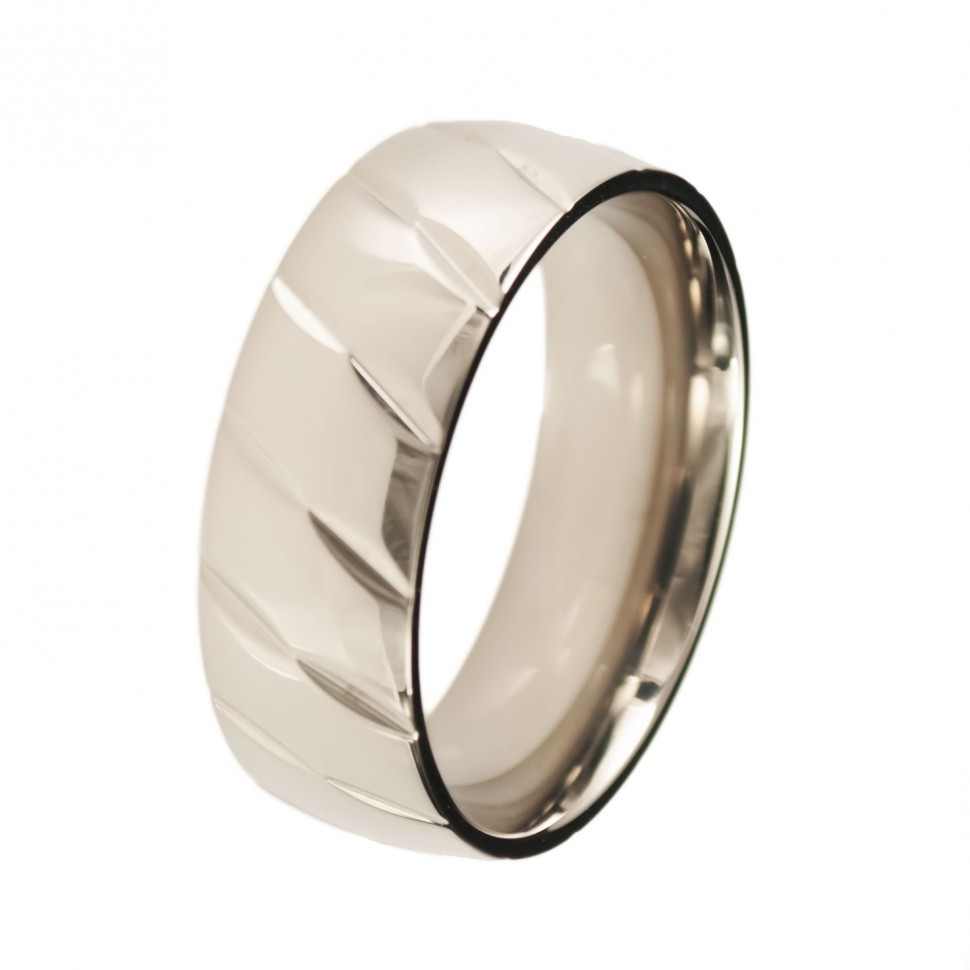 Титановое кольцо мужское с диагональными насечками Lonti TI-055R оптом