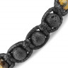 Мужской плетеный браслет Шамбала Everiot Select LNS-3074 из камня тигровый глаз и бусин из лавы оптом