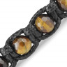 Мужской плетеный браслет Шамбала Everiot Select LNS-3074 из камня тигровый глаз и бусин из лавы оптом