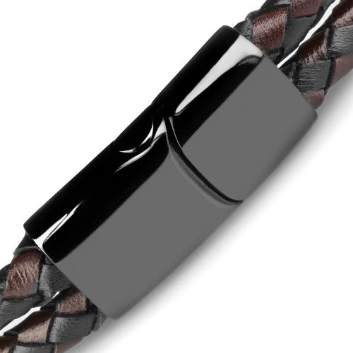 Мужской кожаный браслет со стальными шармами Everiot Select LNS-5025 оптом
