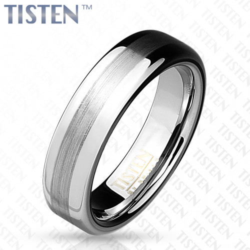 Кольцо Tisten из титан-вольфрама (тистена) R-TS-017 с матовой полосой оптом