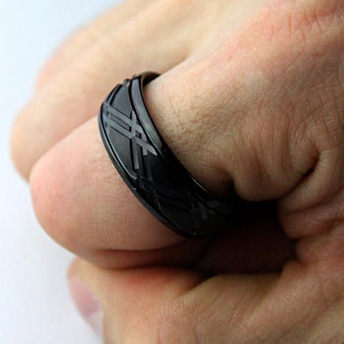 Черное мужское кольцо из карбида вольфрама CARRAJI R-TU-0124 оптом
