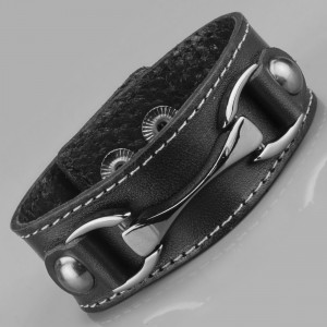 Кожаный браслет мужской Scappa G-62-BK черный с металлическим декором