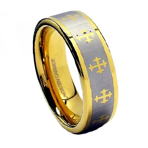 Мужское кольцо из карбида вольфрама Lonti TU-027013 (6 мм) с крестами оптом