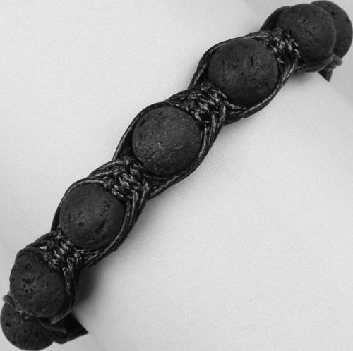 Черный плетеный браслет Шамбала ручной работы Everiot Select LNS-3128 из лавы (базальта) оптом