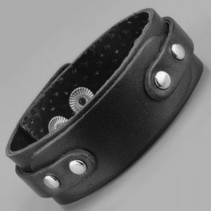 Кожаный браслет мужской Scappa G-56 черный с объемным декором