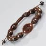 Плетеный коричневый браслет Шамбала ручной работы из бронзита Everiot Select LNS-3129 со знаком Ом оптом