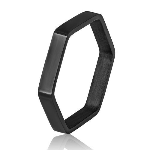 Черное кольцо из стали TATIC RSS-5070 шестиугольное, необычное оптом