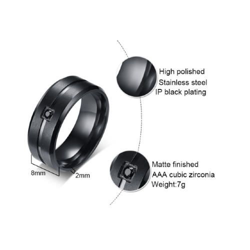 Черное кольцо из стали Everiot RS-XP-3020 с фианитом оптом