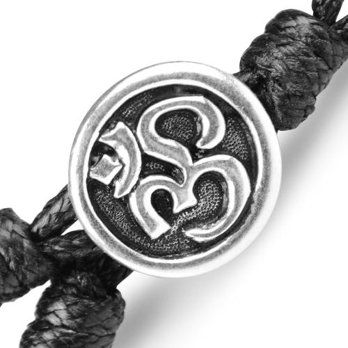 Плетеный браслет Everiot Select LNS-2005 из рудракши с символом "Ом" оптом