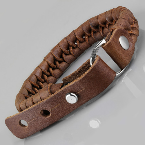 Кожаный плетеный браслет Scappa NY-434-BR мужской оптом
