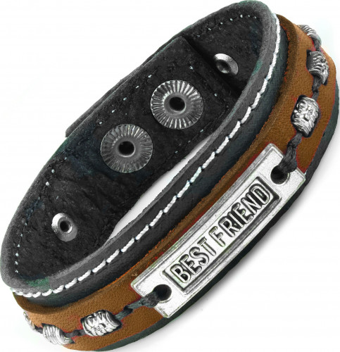 Кожаный браслет мужской Scappa L-730 с надписью "BEST FRIEND" оптом