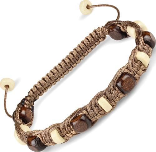 Плетеный браслет Шамбала из деревянных бусин Everiot Select LNS-2118 оптом