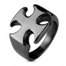 Черный мужской перстень из стали Spikes --R028K с крестом оптом