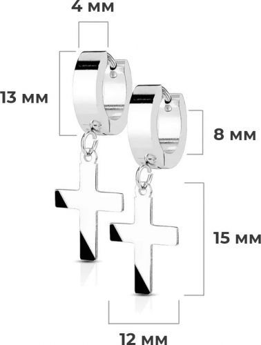 Набор серьги-кольца 3 пары TATIC SET-SE2079 из стали, с подвесками кресты оптом