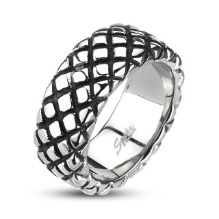 Мужское кольцо из стали Spikes R-Q2005 с рельефной поверхностью оптом