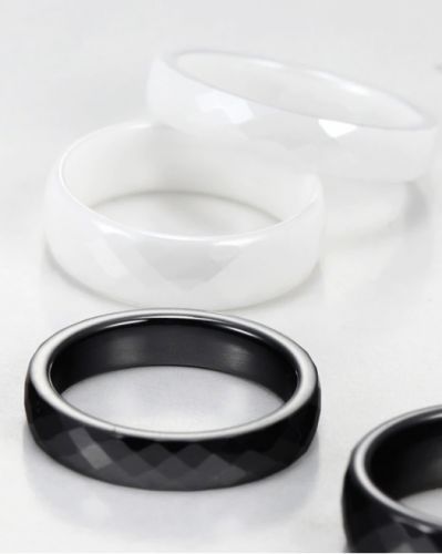 Черное кольцо из керамики Everiot RCM-0003, граненое, парное оптом