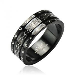 Черное мужское стальное кольцо SPIKES R-H0953