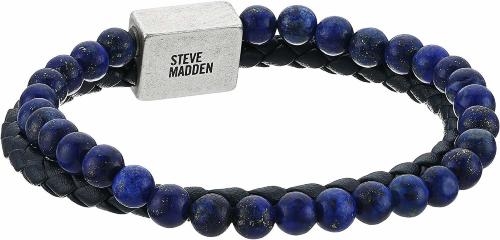 Двойной мужской браслет из плетеной кожи и лазурита Steve Madden SMBS568312-LP оптом