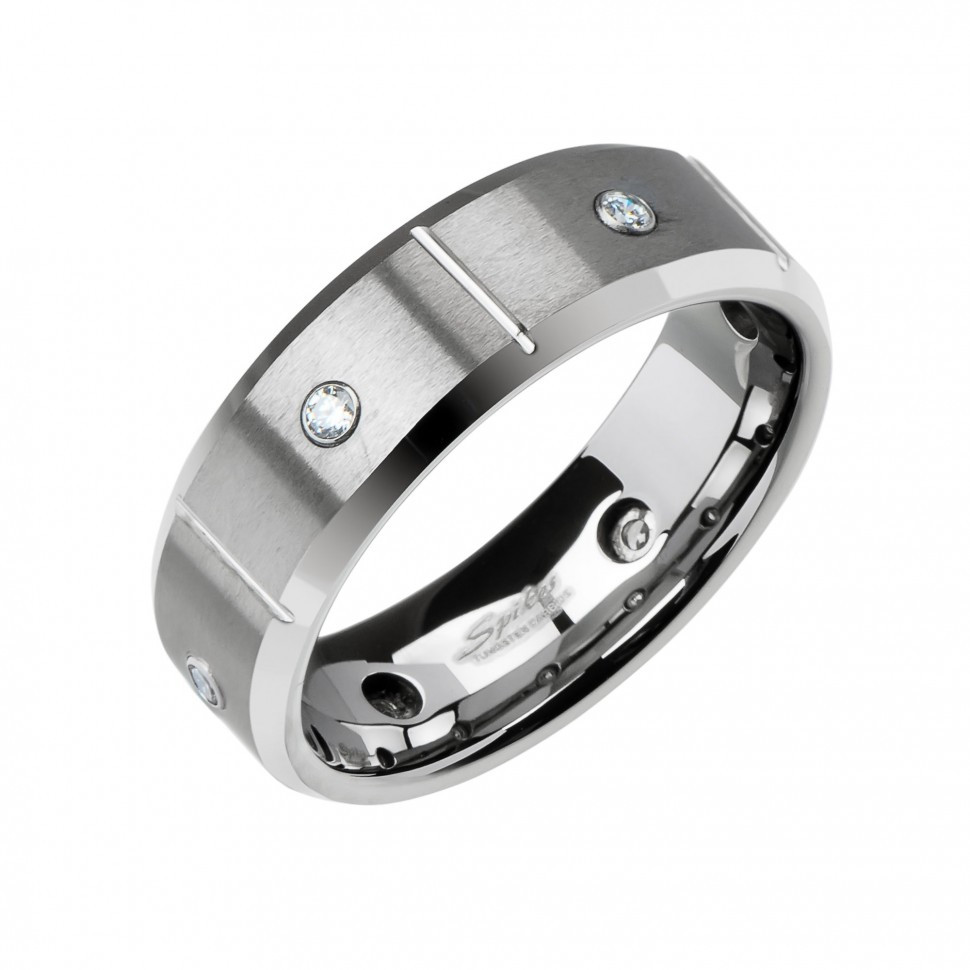 Мужское кольцо из карбида вольфрама Spikes R-TU-141 с фианитами оптом