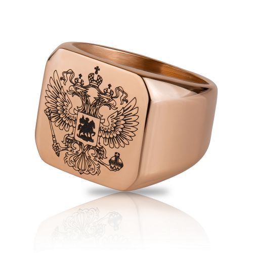 Мужской перстень-печатка из стали TATIC RSS-0322 цвета розового золота оптом
