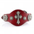 Кожаный браслет Everiot SP-DL-151 красного цвета с геральдическим крестом оптом