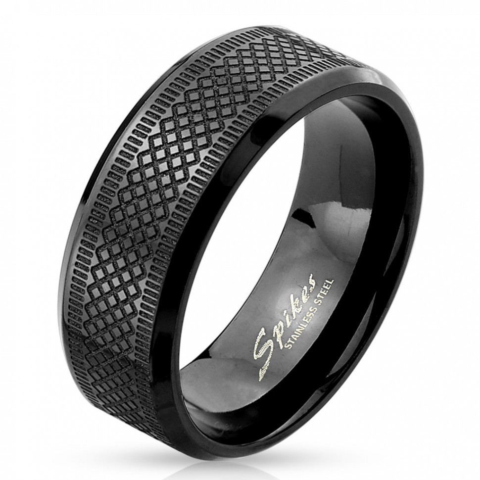 Черное стальное мужское кольцо Spikes R-M4395 оптом
