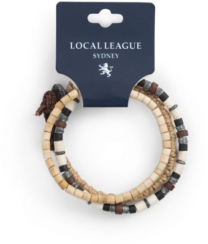 Набор мужских браслетов в серферском стиле из кожи, дерева и кости Local League CS-LBM463 оптом