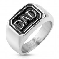 Перстень мужской из стали Spikes R-1558 с надписью "Dad"