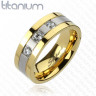 Мужское кольцо из титана Spikes R-TI-3566M двухцветное с фианитами оптом