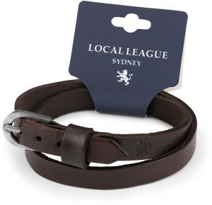Коричневый мужской кожаный браслет-намотка в два оборота Local League CS-LBM446