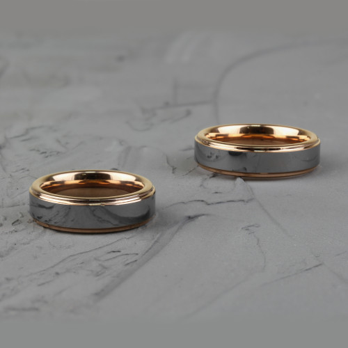 Кольцо из титан-вольфрама (тистена) Tisten R-TS-007 обручальное с покрытием цвета розового золота оптом