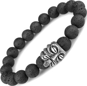 Черный мужской браслет из лавы на резинке "Майя" Everiot Select LNS-2049