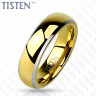 Кольцо Tisten из титан-вольфрама (тистена) R-TS-009 обручальное с золотым ионным покрытием оптом