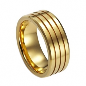 Широкое мужское кольцо из вольфрама Everiot TU-018065 с золотистым напылением
