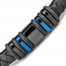 Черный кожаный браслет мужской Everiot RN-MJ-1807 с синими вставками оптом