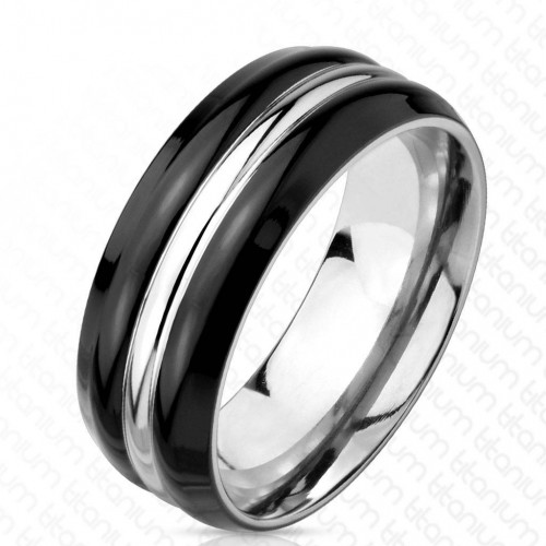 Мужское кольцо из титана TATIC R-TI-4397 черное оптом