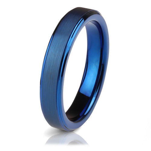 Кольцо из карбида вольфрама Lonti --R-TG-0023 синее матовое оптом